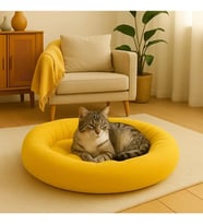 Actıve Ponchik Peluş Kedi Köpek Yatağı Sarı Simit Kedi Yatağı