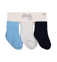 Civil Baby Basic Havlu 6- 3'lü Bebek Erkek Çorap Set - Standart 6 Ay