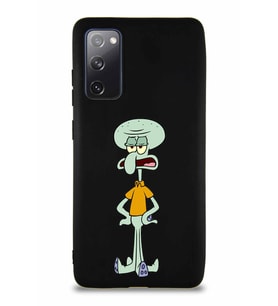 Samsung Galaxy S20 FE Soft Premier Kapak Squidward Dokunaç Tasarımlı Silikon Kılıf - Siyah (Şeffaf)