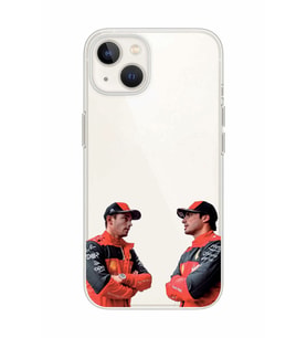 Iphone 14 Uyumlu Carlos Sainz ve Charles Leclerc Formula 1 Desenli Şeffaf Kılıfı
