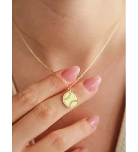 Kişiye Özel 925 Ayar Gümüş Minimalist Beyzbol Topu Kolye (Gold)