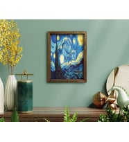 BK Home Starry Night Van Gogh Tasarımlı Doğal Masif Ahşap Çerçeveli Tablo-1