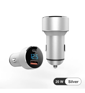 Silver Araç İçi USB 3.0 Type C Soketli 20 Watt Çakmaklık Güç Adaptörü Tüm Cihazlar 12V-24V