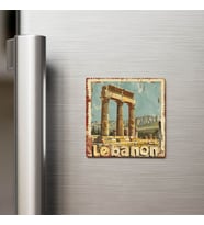 Lübnan Lebanon - Posta Pulu Temalı Ülke - Baskılı Buzdolap Magneti Kare - 9x9 cm