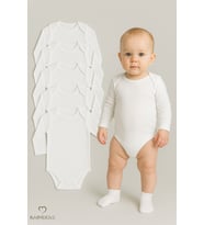 BABYDEN'S 5’li Set Uzun Kollu Bebek Zıbın  Beyaz %100 Pamuk Çıtçıtlı Body  Unisex 0-24 Ay İç Giyim