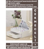 Yüksek Kaliteli Makyaj Yüzük Kolye Küpe Düzenleyici Çok Şık Bölmeli Çekmeceli Aynalı Takı Organizeri