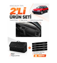 e-biz ROVER 214 (1989-1999) Uyumlu Torpido Örtüsü + Deri Bagaj Çantası Seti - Siyah - RO001