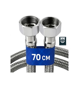 70 Cm Paslanmaz Çelik Örgülü Flex Hortum – 3/8"x3/8" Klozet & Taharet Musluğu Bağlantı Hortumu