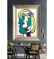 Tablore Picasso Tarzı Soyut Yüz Çerçeveli Tablo Kübist Pop Art Duvar Dekoru Modern Salon Ve Kafe Tablosu