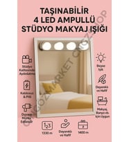 Taşınabilir 4 LED Ampullü Kablosuz Makyaj Işığı, Banyo ve Stüdyo Aydınlatması (Krem)