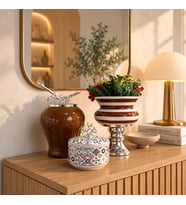 Dekoratif Obje SALON SETİ Kahverengi Zebra Ayaklı Saksı Kahverengi Şah Ceramic Desen Kutu GÜMÜŞ