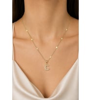 Xuping Gold Renkli, Zirkon Taşlı C Harfi Kolyesi - 45 cm (Anti-Alerjik)
