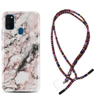 Samsung M21 M22 M23 M30 M31S M32 Kılıf Boyun Asklı Rasta Silikon Colorfull Marble 2 1389