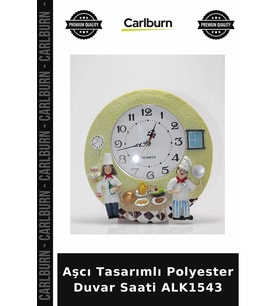 Özel Üretim Mutfak Dekoratif Duvar Saati Hediye Duvara Asmalı Aşcı Tasarımlı Polyester Saat ALK1543