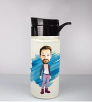 Kişiye Özel Karikatür Tasarım Özel Koruma Kılıflı Cam Matara 95977