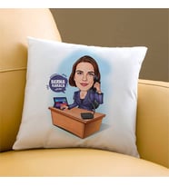 Kişiye Özel Sekreter Kadın Karikatürlü Yastık