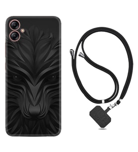 Samsung Galaxy A04E Kılıf Resimli Boyun Askılı İpli Desenli Silikon Black Fox 1325