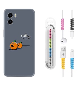 Vivo Y15S Y32 Y33S Y51 Y53S Kılıf Kablo Koruma Spiral Silikon Orange Escape 1374