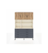 Arges Dolap 8 Raflı 8 Çekmeceli 3 Kapaklı 132x30x195 Aytaşı-Çam/Antrasit