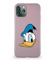 Apple iPhone 11 Pro Soft Premier Kapak Donald Duck-B Tasarımlı Silikon Kılıf - Pudra (Şeffaf)