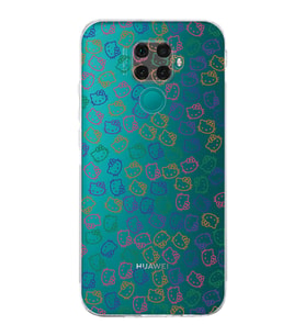 Huawei Mate 30 Lite  Kamera korumalı Kapak Hello Kitty Tasarımlı  Şeffaf Kılıf