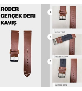 R4143W RODER DERİ KAYIŞ - TABA-BEYAZ - 24MM