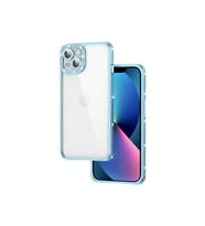 Apple iPhone 13 Uyumlu Kılıf Kamera Korumalı Taşlı Zore Mina Kapak (Mavi)