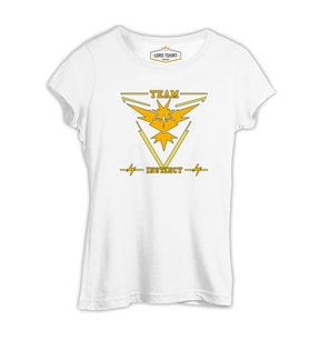Pokemon Go - Team Instinct Beyaz Kadın Tshirt