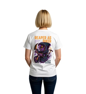 Biker Reaper Baskılı Kadın Tişört