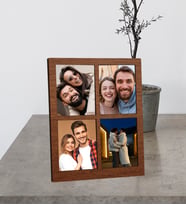 Kişiye Özel 4 Fotoğraflı Ahşap Mdf Resimli Kolaj Çerçeve (Kahverengi)