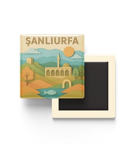 Şanlıurfa - Memleket Temalı - Paper Cut Art - Baskılı Buzdolap Magneti Kare - 9x9 cm