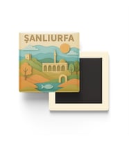 Şanlıurfa - Memleket Temalı - Paper Cut Art - Baskılı Buzdolap Magneti Kare - 9x9 cm