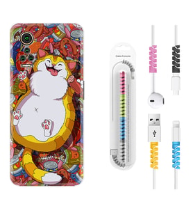 General Mobile GM 21 Pro GM 22 Pro Plus Kılıf Kablo Koruma Spiral Silikon Tombul Kedi 1739
