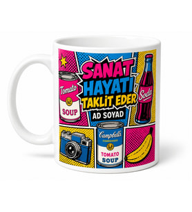 Pop Art Renkleri Göz Alıcı Retro Tüketim Kültürü Baskılı Porselen Kupa Bardak Hediye