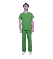 Emel Tekstil Doktor Hemşire Terikoton Erkek Koyu Yeşil Forma Cerrahi Yaka Takım Uniforma
