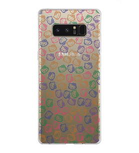 Samsung Galaxy Note 8 Kapak Hello Kitty Tasarımlı Şeffaf Silikon Kılıf