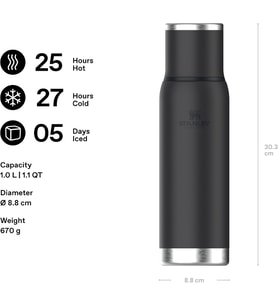 Stanley Adventure To-Go Termos 1 Litre - Siyah 2.0 Paslanmaz Çelik