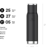Stanley Adventure To-Go Termos 1 Litre - Siyah 2.0 Paslanmaz Çelik