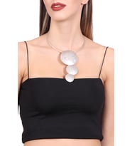 Kadın Antik Gümüş Kaplama Krater Uçlu Choker