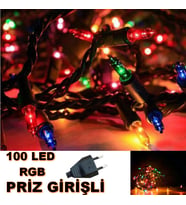 Dekoratif Led Işık 100 Led Priz Girişli Parti Süsleme Ledi Noel Ağaç Süsleme Renkli Led Işıklar
