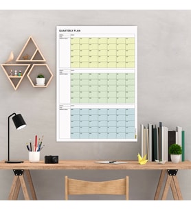 Tarihsiz Üç Aylık Duvar Takvimi, 90 Günlük Plan, Duvar Planlayıcı, Yeşil Renk - 70x100 cm