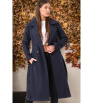 Z6765 DEWBERRY BAYAN PALTO-DÜZ LACİVERT