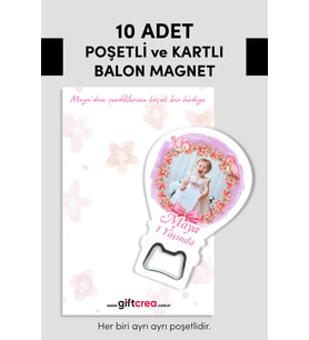 Kişiye Özel Fotoğraf Baskılı ve  Açacaklı Balon Magnet – Yeni Doğan , 6 Ay , 1yaş Bebek Hediyesi