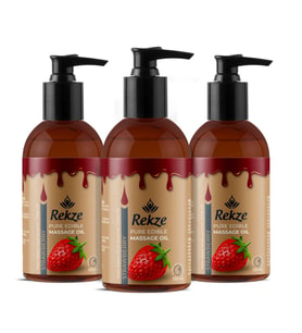 Rekze 3 Adet Erotik Çilek Aromalı Vücut Aromaterapi Yenilebilir Masaj Yağı 120 ml
