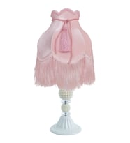 Kadife Kaplı Halat Dekorlu Pudra Pembe Vintage Abajur AB012245