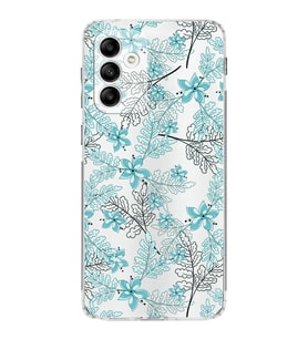 Samsung Galaxy M23  Kamera korumalı Kapak Floral Su Yeşili Tasarımlı  Şeffaf Kılıf