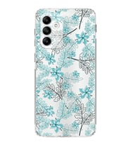Samsung Galaxy M23  Kamera korumalı Kapak Floral Su Yeşili Tasarımlı  Şeffaf Kılıf