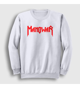 Presmono Unisex Beyaz Logo Manowar Sweatshirt 64018tt (Beyaz)