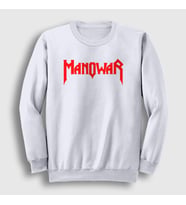 Presmono Unisex Beyaz Logo Manowar Sweatshirt 64018tt (Beyaz)