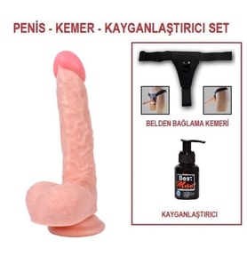 LilituShop 25,5 cm Belden Bağlamalı Realistik Dildo Penis Set